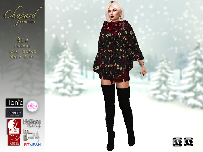 *Chopard Couture* Ria Poncho - Xmas Black