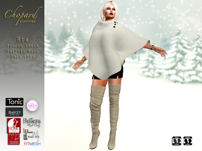 *Chopard Couture* Ria Poncho - Knitted Wool Cream