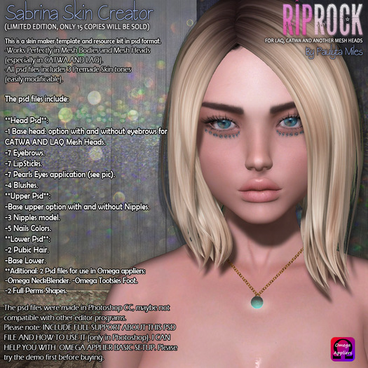 JUST 15 COPIES WILL BE SOLD! - Skin Creator for CATWA and LAQ, psd files (Sabrina).