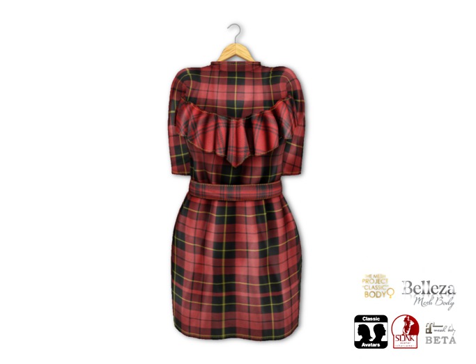 {amiable}Mesh Plaid Mini Dress01