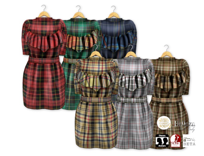 {amiable}Mesh Plaid Mini Dress(FAT PACK)