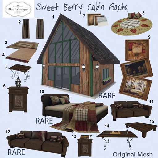.:Bee Designs:. Sweet Berry Cabin RARE Gacha