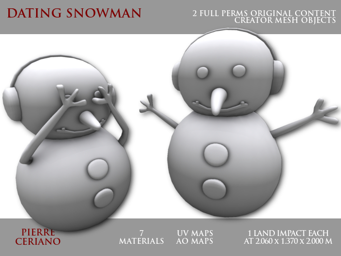 Dating snowman - 1 LI each - 2 FULL PERMS Meshes
