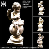 GD MESH FULL PERM STATUE ANGEL WITH BIRD