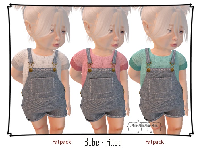 {Mini-Mini} : Sam Dungarees ♥FATPACK♥ - with Blue, Pink & White Linnen Shirts - Size: Bebe Body