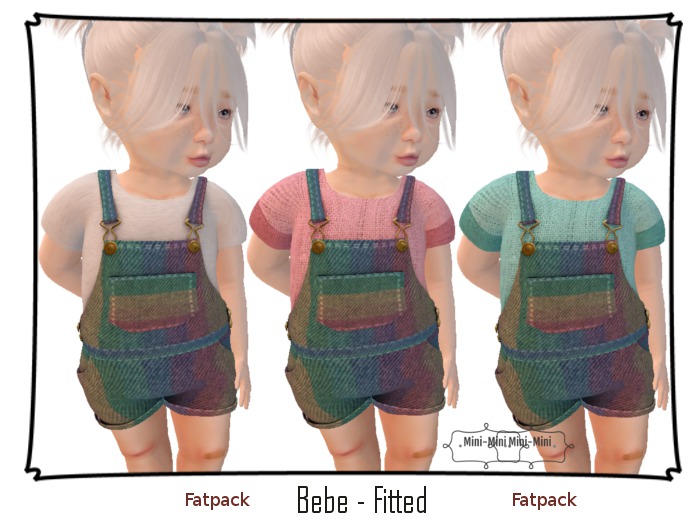 {Mini-Mini} : Spencer Dungarees - ♥ FATPACK ♥- with Blue, Pink & White Linnen Shirts - size: Bebe Body 