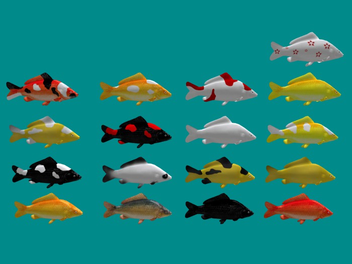 Animated Mesh Koi Carp ,resizeable,16 colors&wild carp