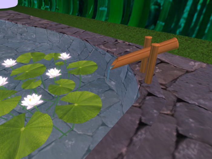 Mesh Bamboo waterfall with animated water on-off sound