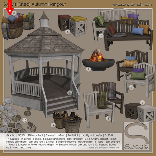 Sway's [Rhea] Autumn Hangout . Bench / dark RARE