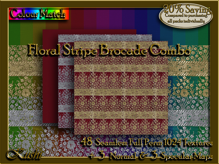 !Kushi! FloralStripeBrocadeCOMBO Textures -WEAR TO UNPACK