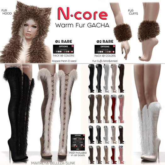 12. N-core VALKYRIE Fur Boots (Knee) GREY