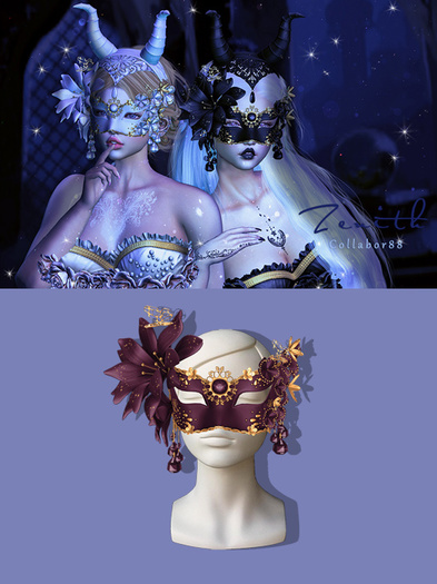 =Zenith=Venetian Style Flower Masquerade Mask (Purple)