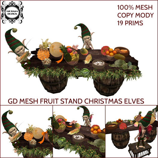 GD MESH FRUIT STAND CHRISTMAS ELVES