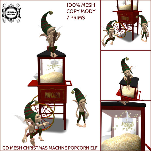 GD MESH CHRISTMAS MACHINE POPCORN ELF