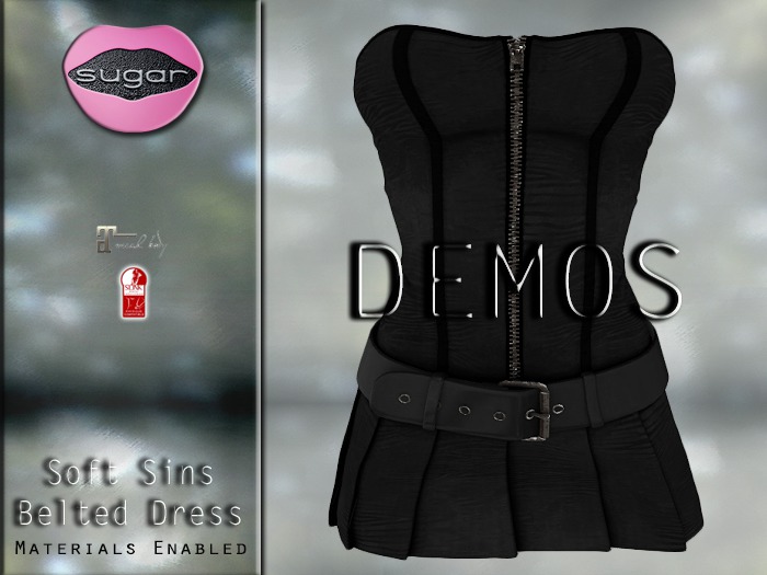 :-:SUGAR:-: Soft Sins Belted Dress {DEMOS}