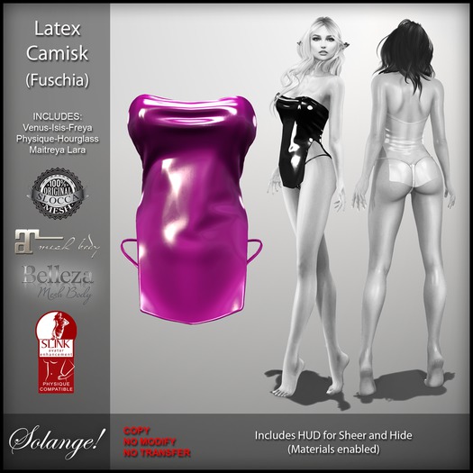 Solange! - LATEX Camisk - FUSCHIA