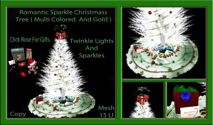 Romantic Sparkle Tree (  Multi Colored Green  And Gold )