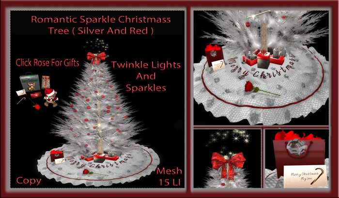 Romantic Sparkle Christmass Tree ( Silver And Red