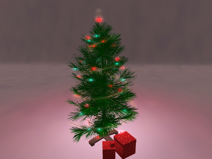 Mesh Full 3D realistic Christmas Tree with lights (resizeable)