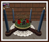 Christmas - Poinsettias and Pine Cones Blue Centerpiece 1