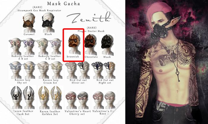 =Zenith=Chocolate leather Plague Doctor mask(Rigged)- RARE