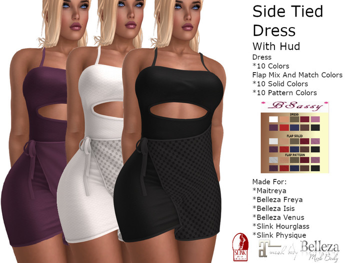 *BSASSY* SIDE TIED DRESS WITH HUD