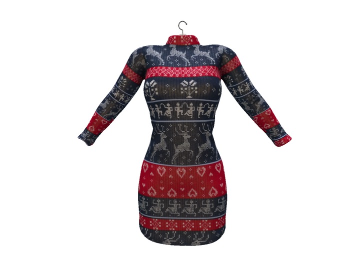 Knitted Holiday Dress Blue/Red ClassicBody