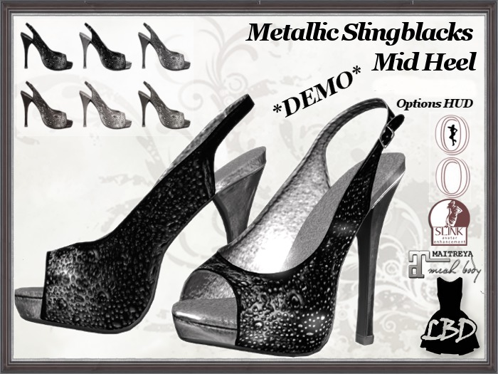 *LBD* DEMO Metallic Mid Heel Slingbacks
