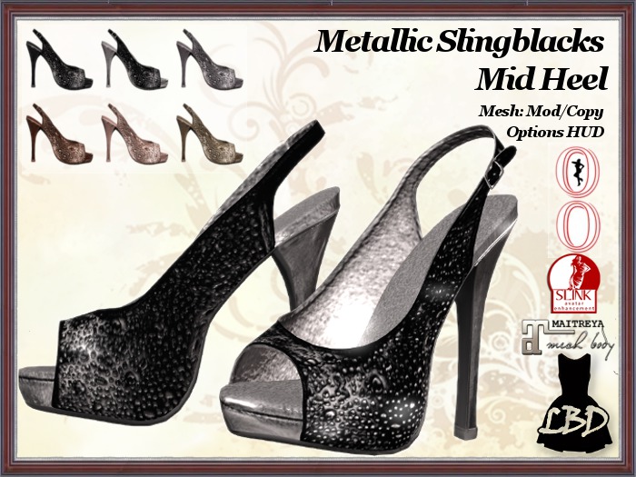 *LBD* Metallic Mid Heel Slingbacks