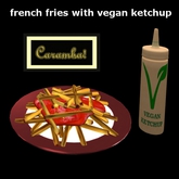 French fries with vegan ketchup