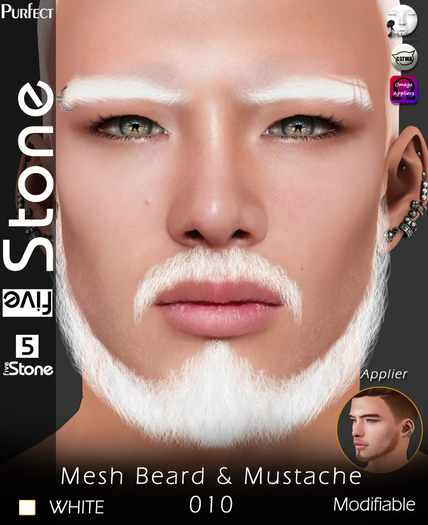 Five Stone Mesh Beard 010 White