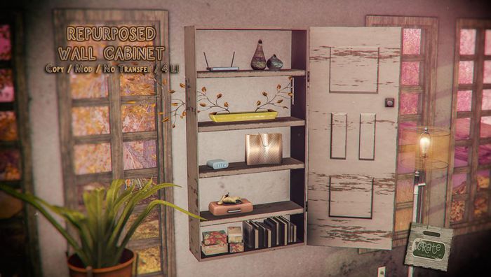 crate Repurposed Wall Cabinet ~ Cream
