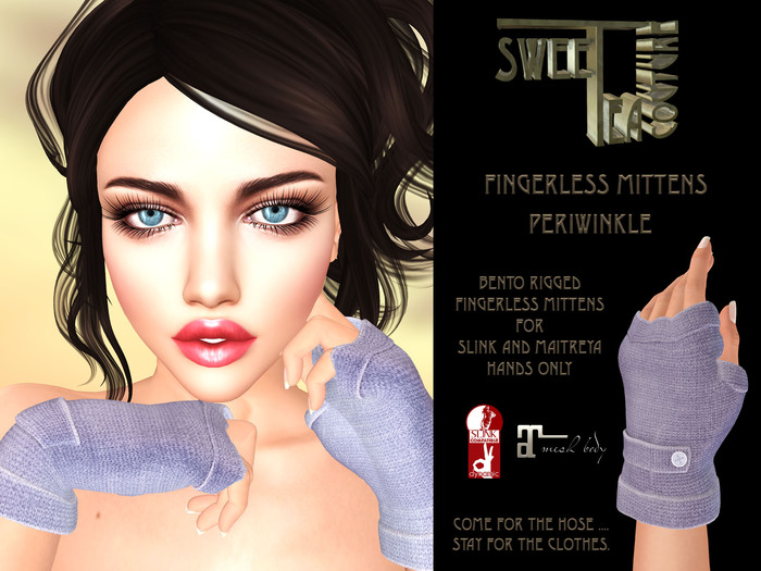 Sweet Tea Fingerless Mittens Periwinkle(add me )