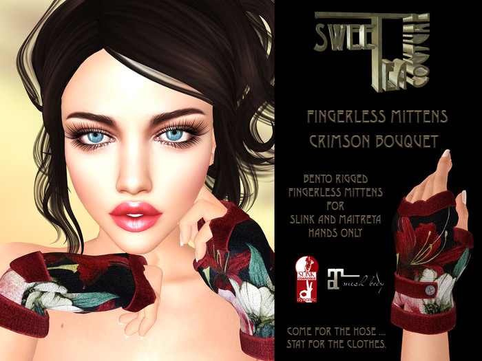 Sweet Tea Fingerless Mittens  Crimson Bouquet(add me )