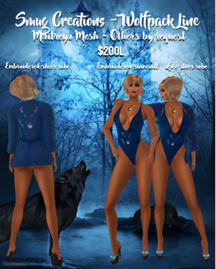 Wolfpack Line Swimsuit & Robe Blue