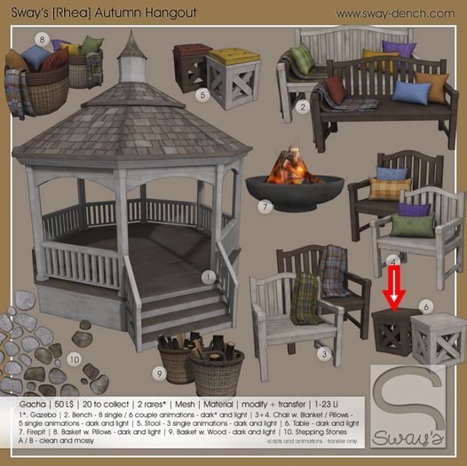 Sway's [Rhea] Autumn Hangout . Bench / dark RARE