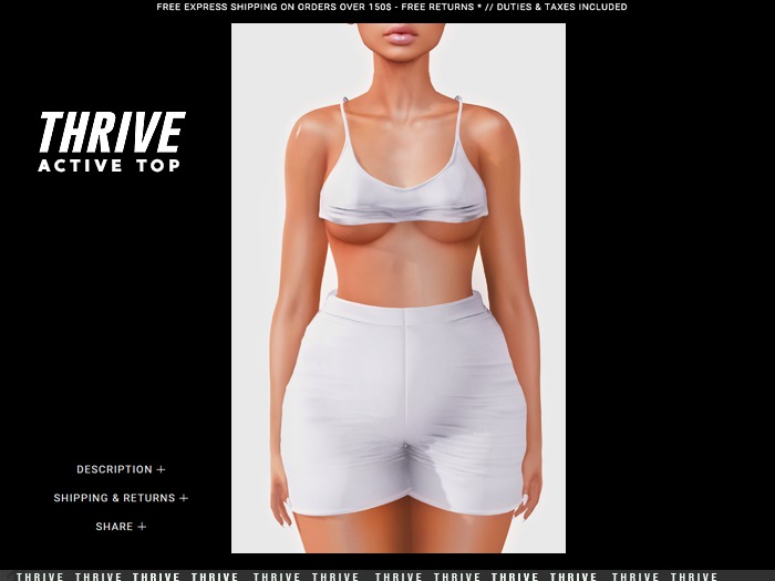 THRIVE: Active Shorts- White