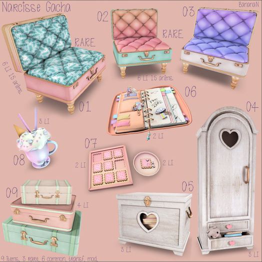 01 NARCISSE Suitcase seat green pattern RARE