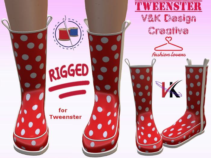 V&K Design Tweenster Rigged Rain Boots Dots