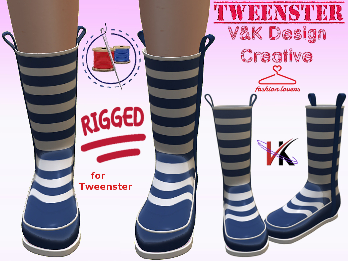 V&K Design Tweenster Rigged Rain Boots Striped