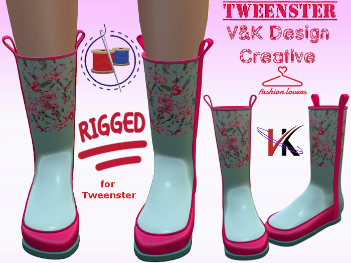 V&K Design Tweenster Rigged Rain Boots Flower
