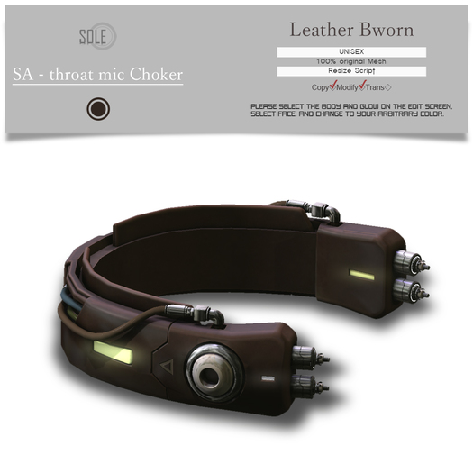 :::SOLE::: SA - throat mic Choker (Leather Brown)