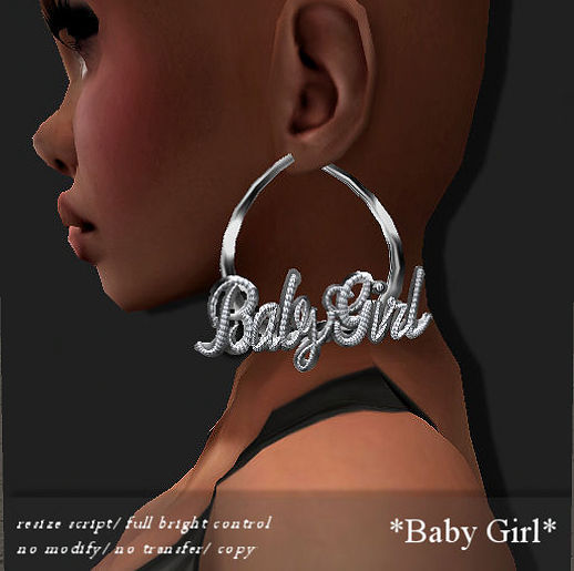 EARRING HOOP *BABY GIRL* PLATINUM     -RYCA-