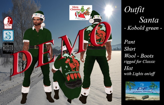 ~DF~DEMO Mens Outfit Santa green