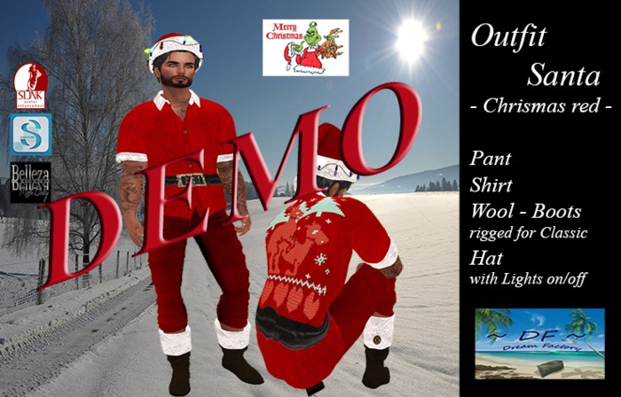 ~DF~DEMO Mens Outfit Santa red