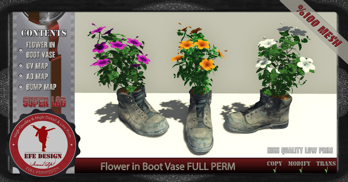 Flower in Boot Vase Full Permissiom / EFE DESIGN