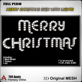 Full Perm Merry Christmas Sign With Lights