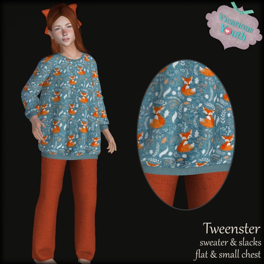 {V*Y} Frankie Sweater & Slacks - Teal/Orange Foxes