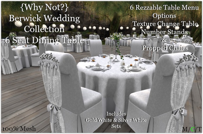 The {Why Not?} Berwick Wedding Collection Table 6 Seat-Boxed