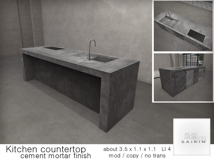 *+SAIKIN Kitchen countertop cement mortar finish